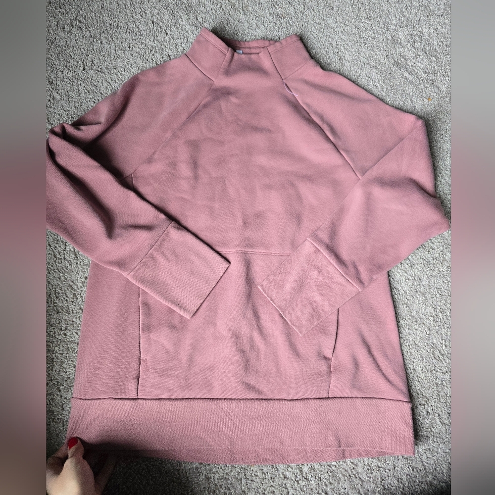 Fabletics L Pink Mock Neck Pullover Sweatshirt